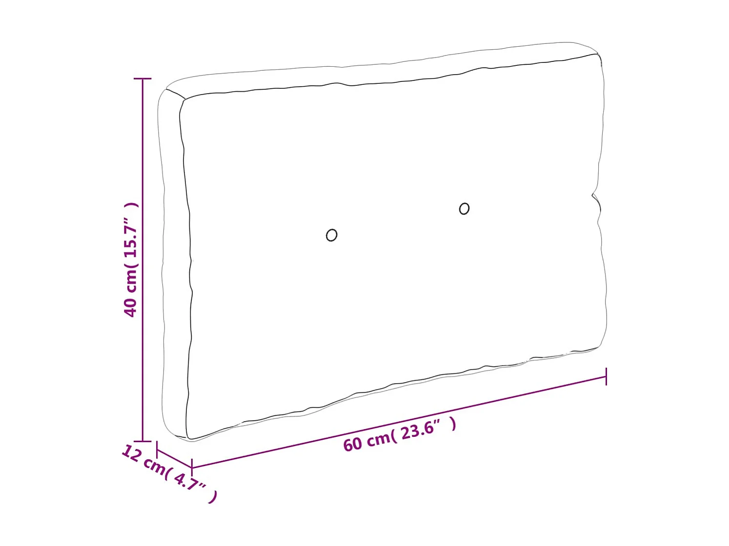 Coussin de palette motif à carreaux gris 60x40x12 cm tissu