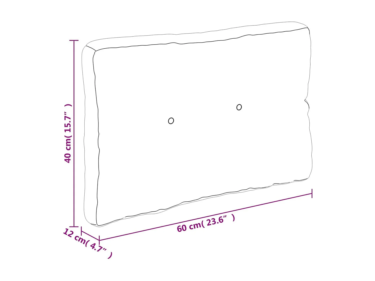 Coussin de palette anthracite 60x40x12 cm tissu