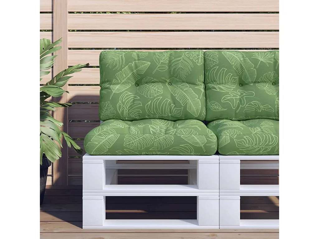 Almofadões para sofás de paletes 2 peças tecido padrão de folhas