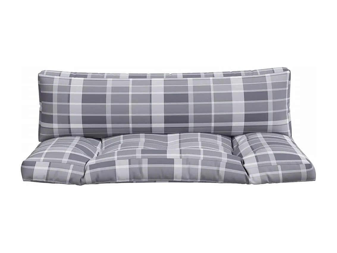 Coussins de palette 2 pièces carreaux gris tissu