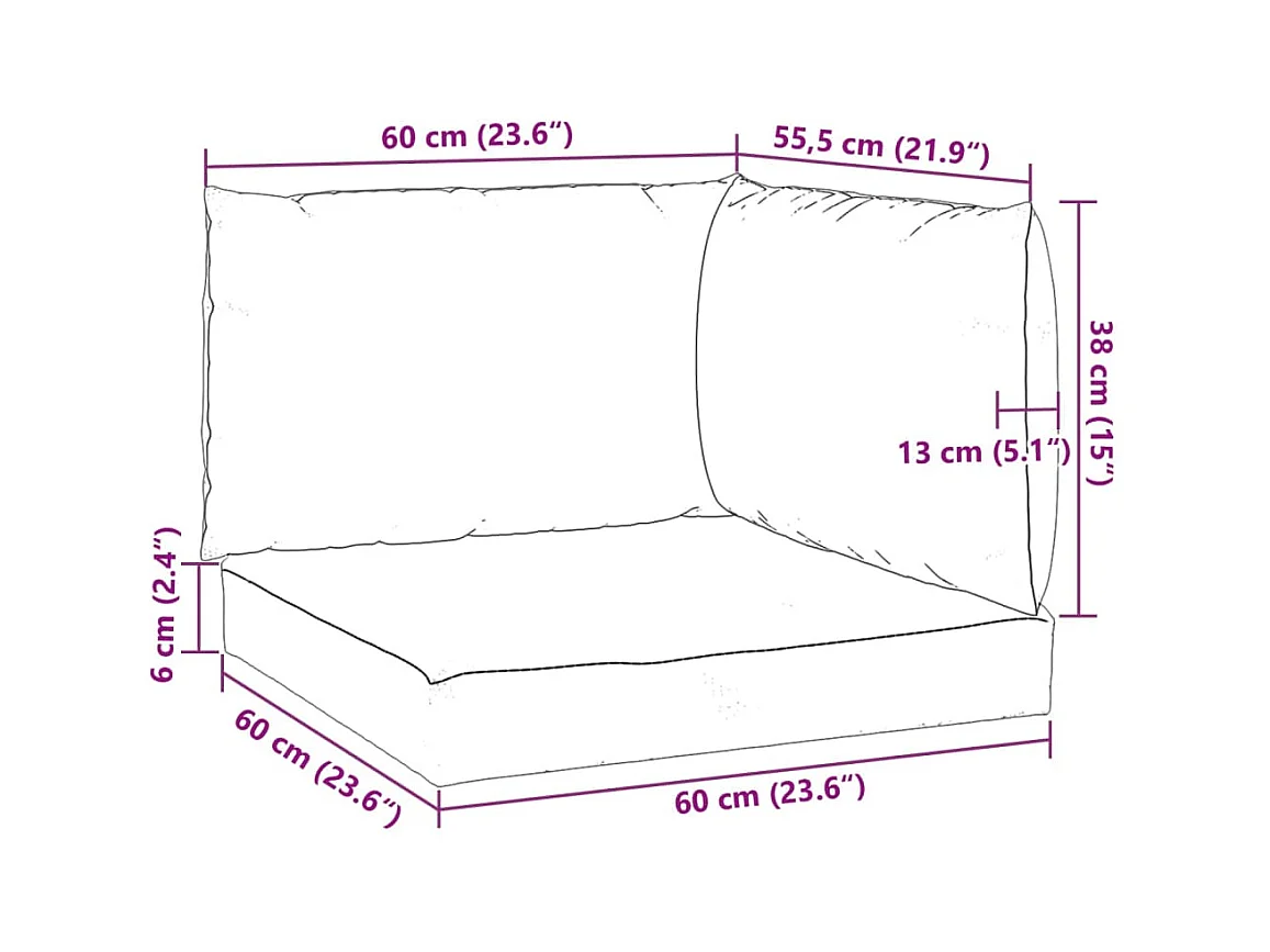 Coussins de palette 3 pièces vert tissu oxford