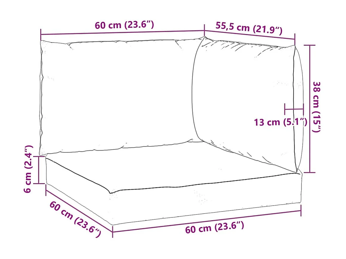 Coussins de palette 3 pièces vert tissu oxford