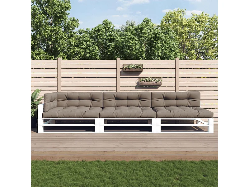 Cojines para palés 7 piezas tela gris taupe