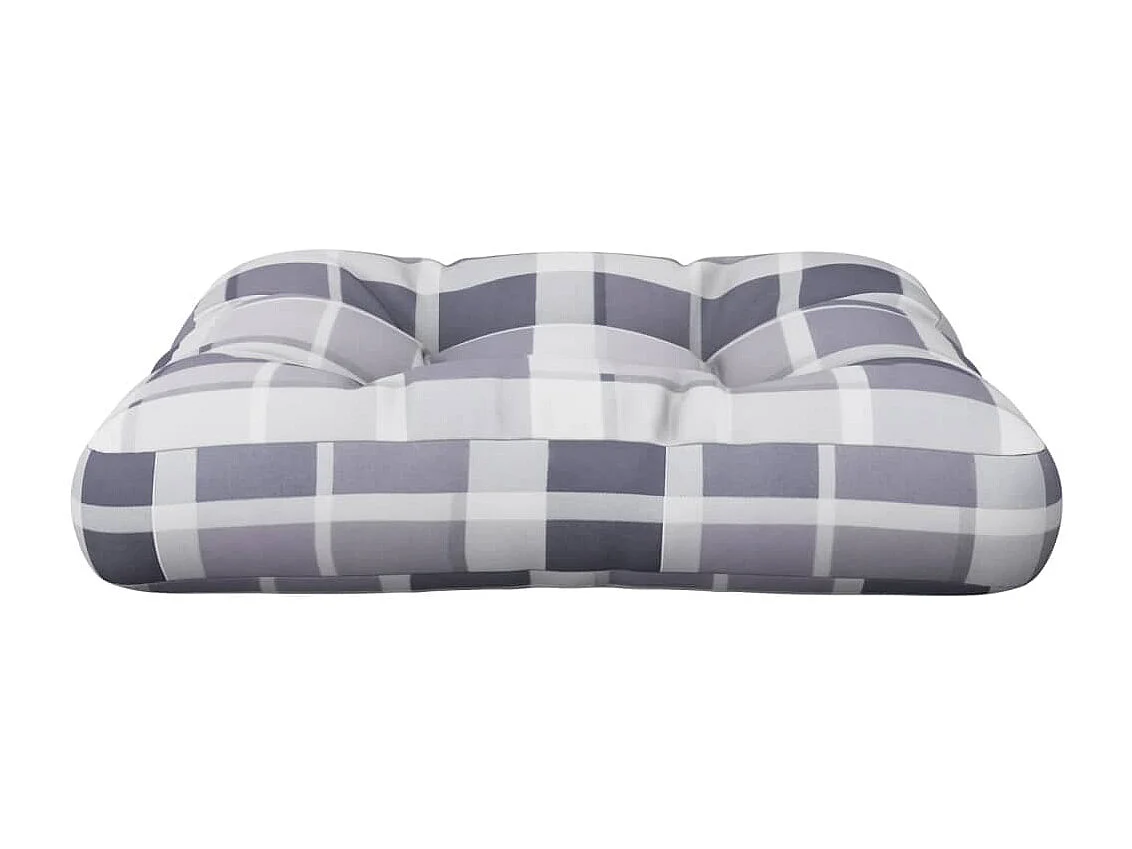 Coussin de palette motif à carreaux gris 60x60x12 cm tissu