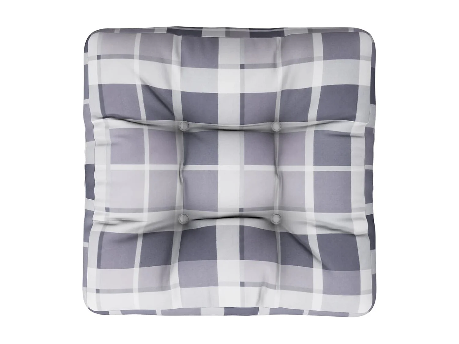 Coussin de palette motif à carreaux gris 60x60x12 cm tissu