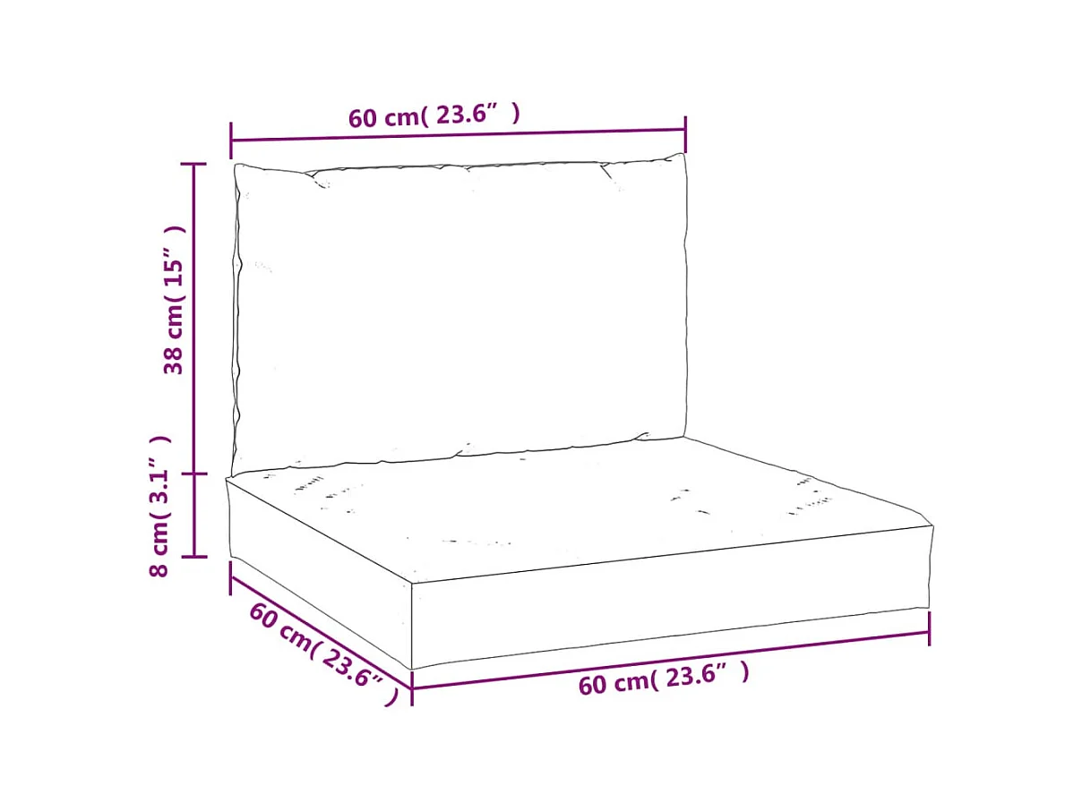 Coussins de palette lot de 2 bleu clair tissu oxford