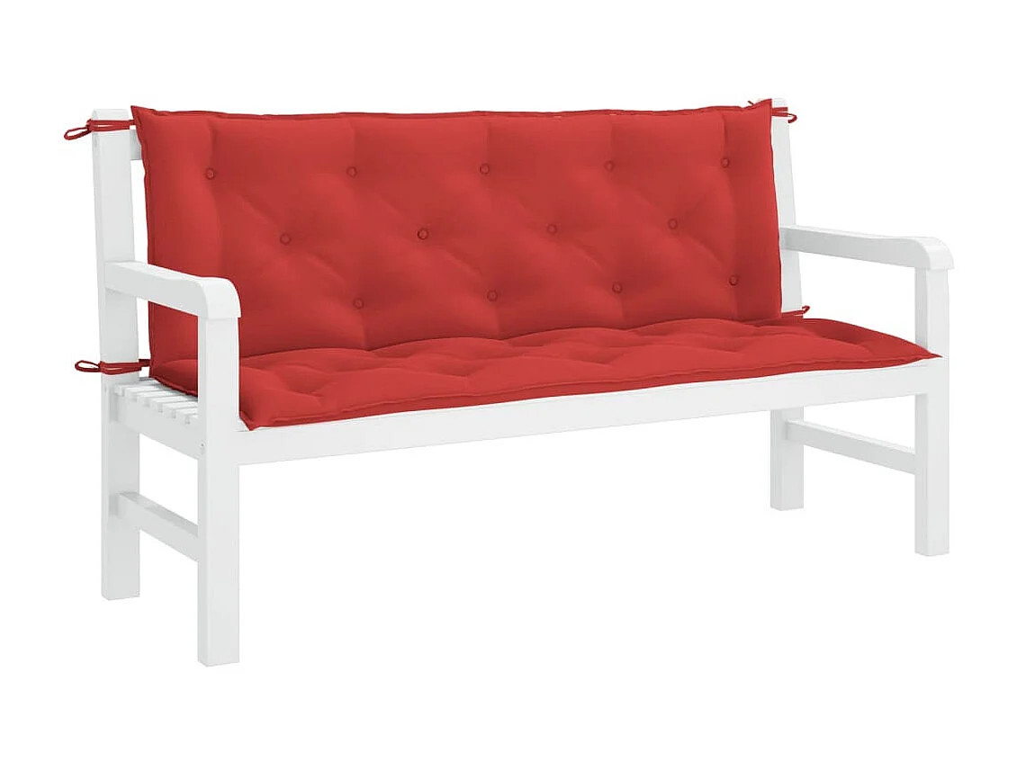 Cojines de banco de jardín 2 unidades tela Oxford rojo 150x50x7 cm