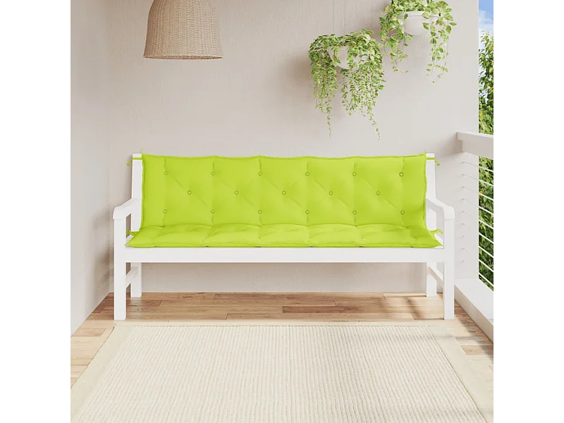 Coussins de banc de jardin 2 pièces vert vif tissu Oxford