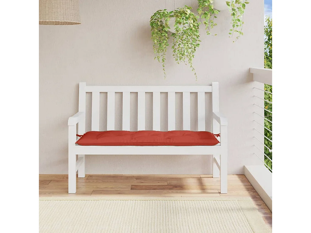 Coussin de banc de jardin rouge mélangé 120x50x7 cm tissu