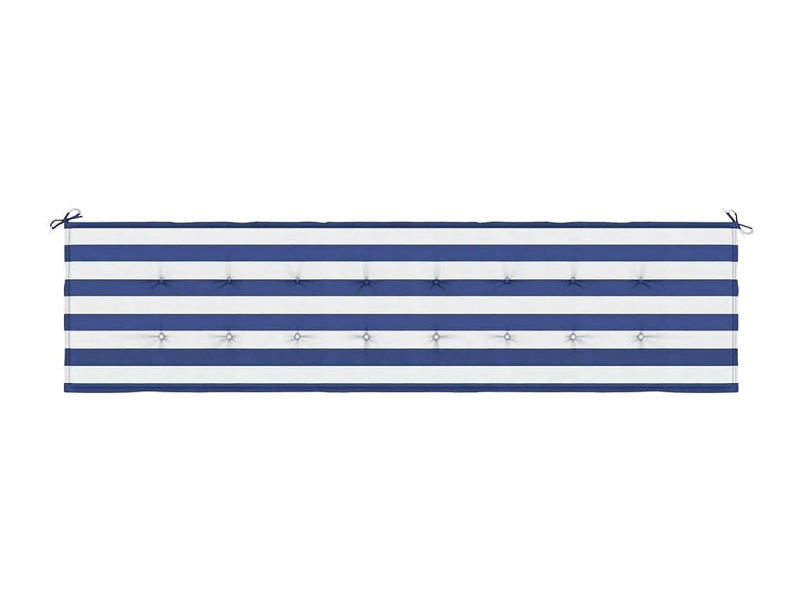 Tuinbankkussen gestreept 200x50x4 cm stof wit en blauw