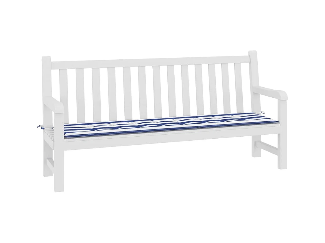 Coussin de banc de jardin rayures bleues et blanches 200x50x3cm