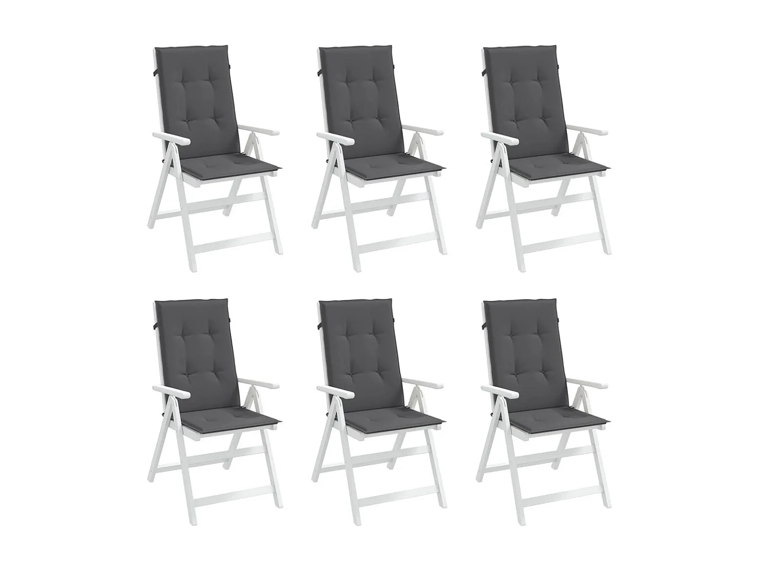Coussins de chaise de jardin à dossier haut lot de 6 anthracite