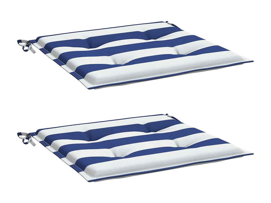 Cojines silla jardín 2 unidades tela a rayas azul y blanco 40x40x3cm