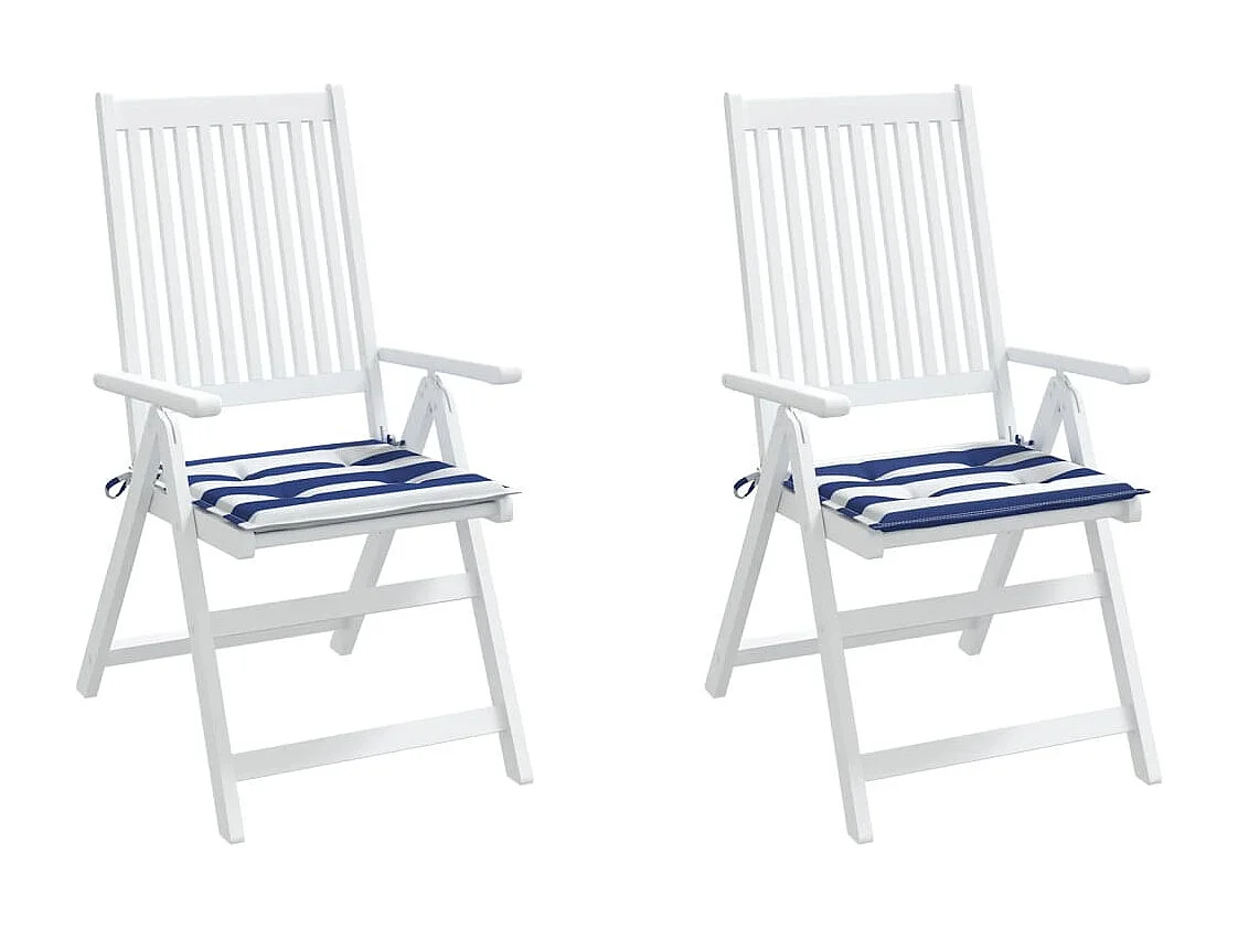 Cojines silla jardín 2 unidades tela a rayas azul y blanco 40x40x3cm