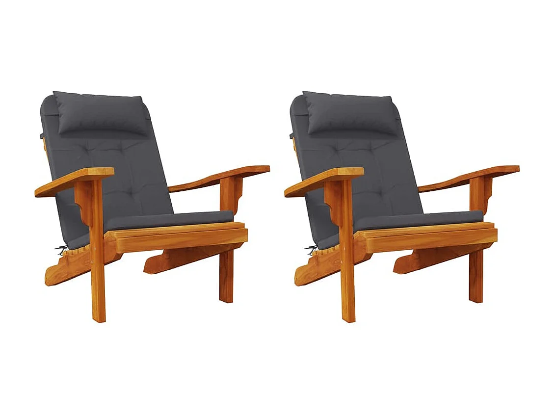 Coussins de chaise adirondack lot de 2 anthracite tissu oxford