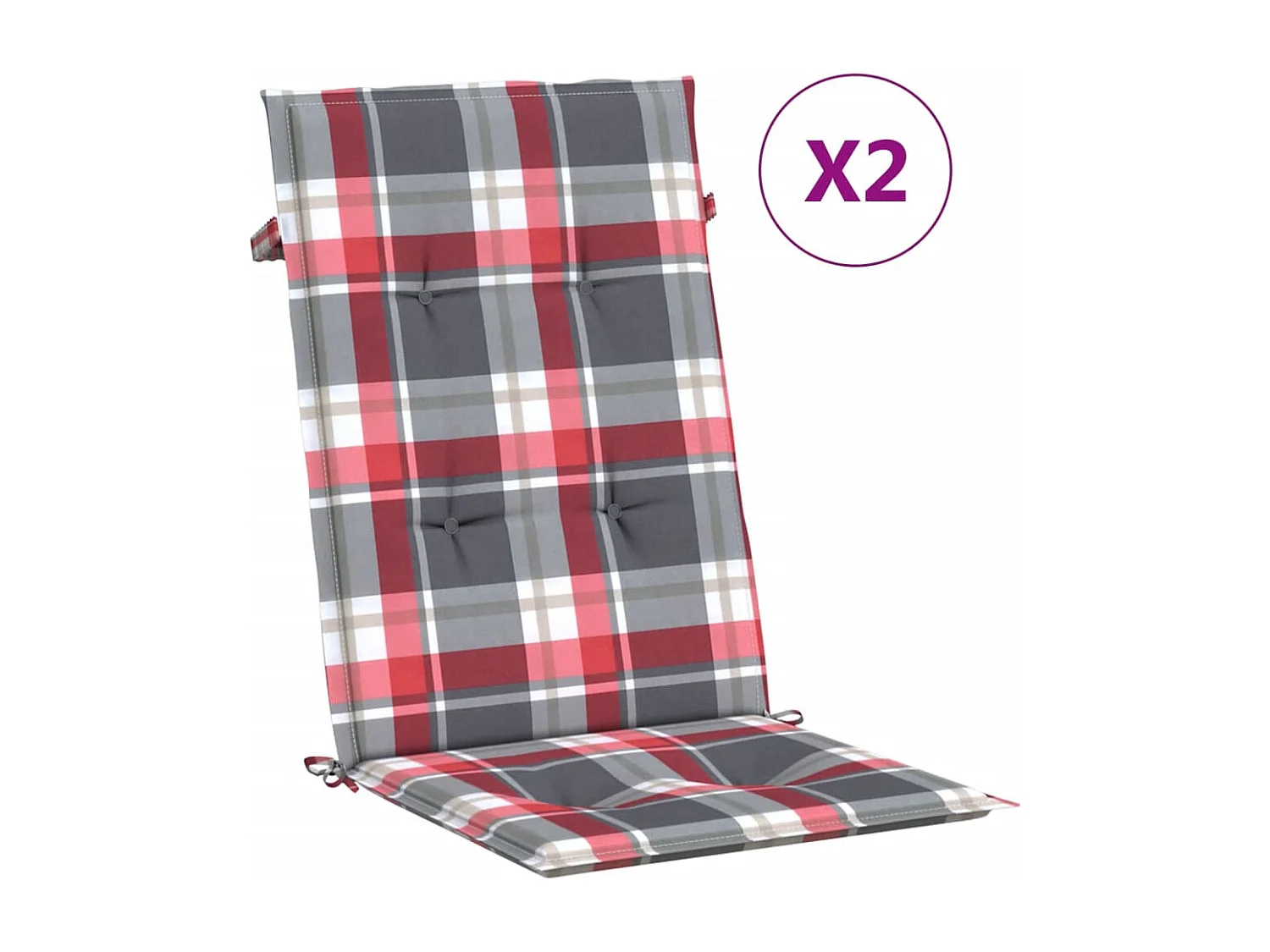 Coussins de chaise de jardin à dossier haut lot de 2 120x50x3cm