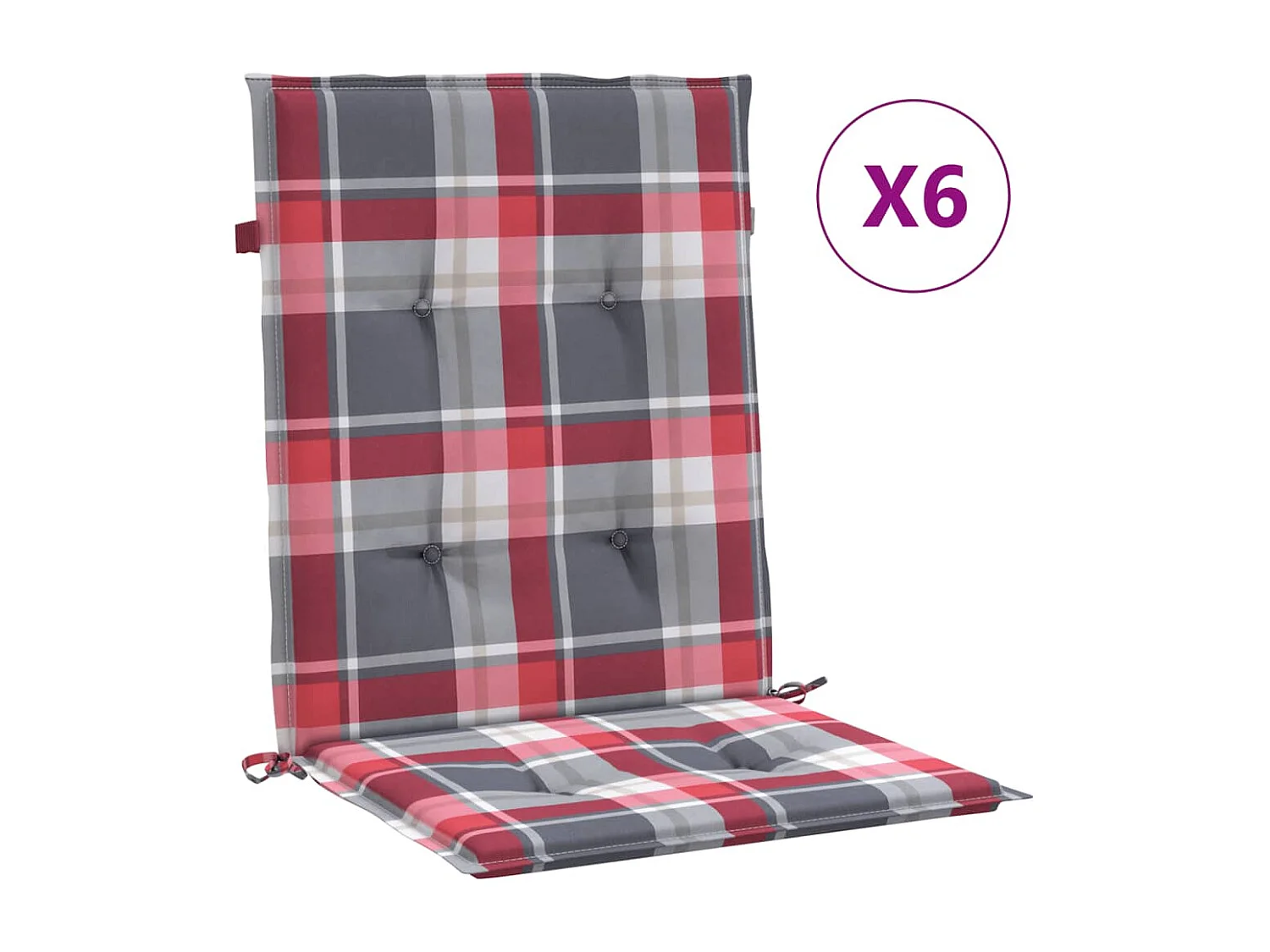 Coussins de chaise de jardin à dossier bas lot de 6 rouge