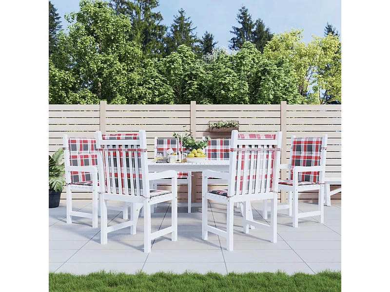 Tuinstoelkussens 6 st 100x50x3 cm oxford stof ruitpatroon rood