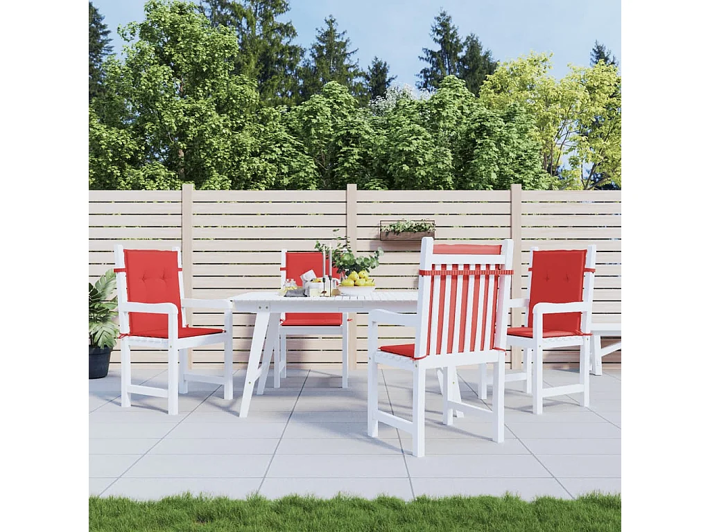 Coussins de chaise de jardin à dossier bas lot de 4 rouge
