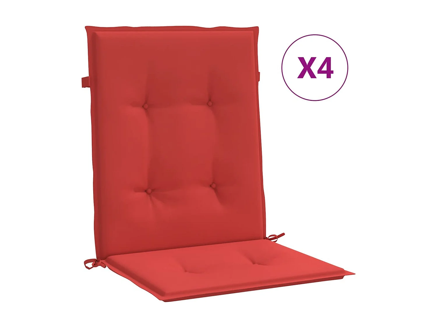 Coussins de chaise de jardin à dossier bas lot de 4 rouge