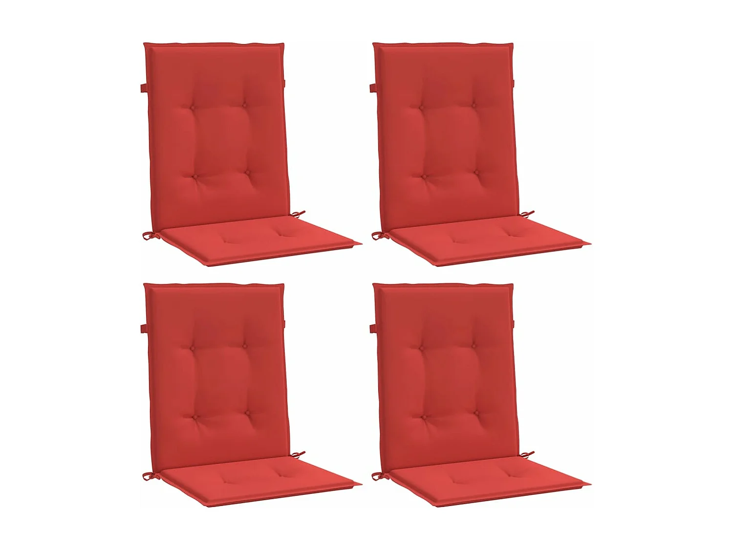 Coussins de chaise de jardin à dossier bas lot de 4 rouge