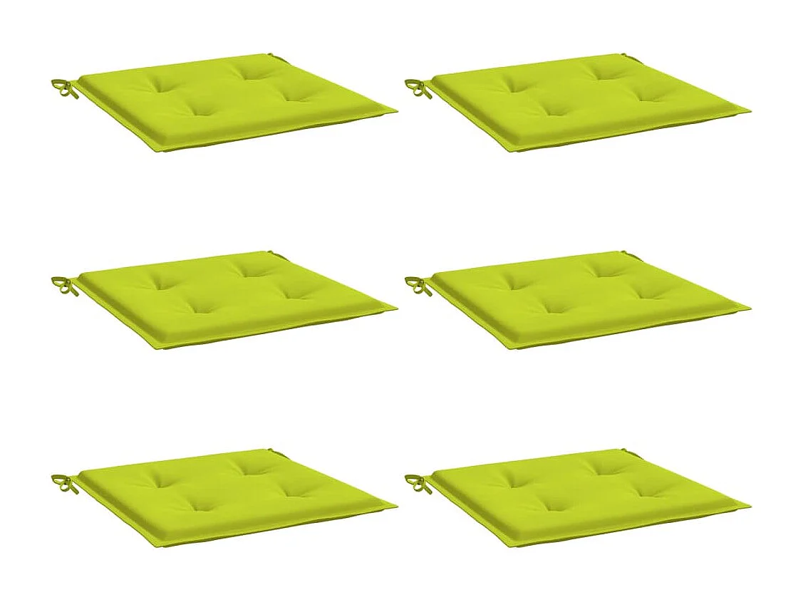 Coussins de chaise de jardin 6 pièces vert vif 50x50x3 cm