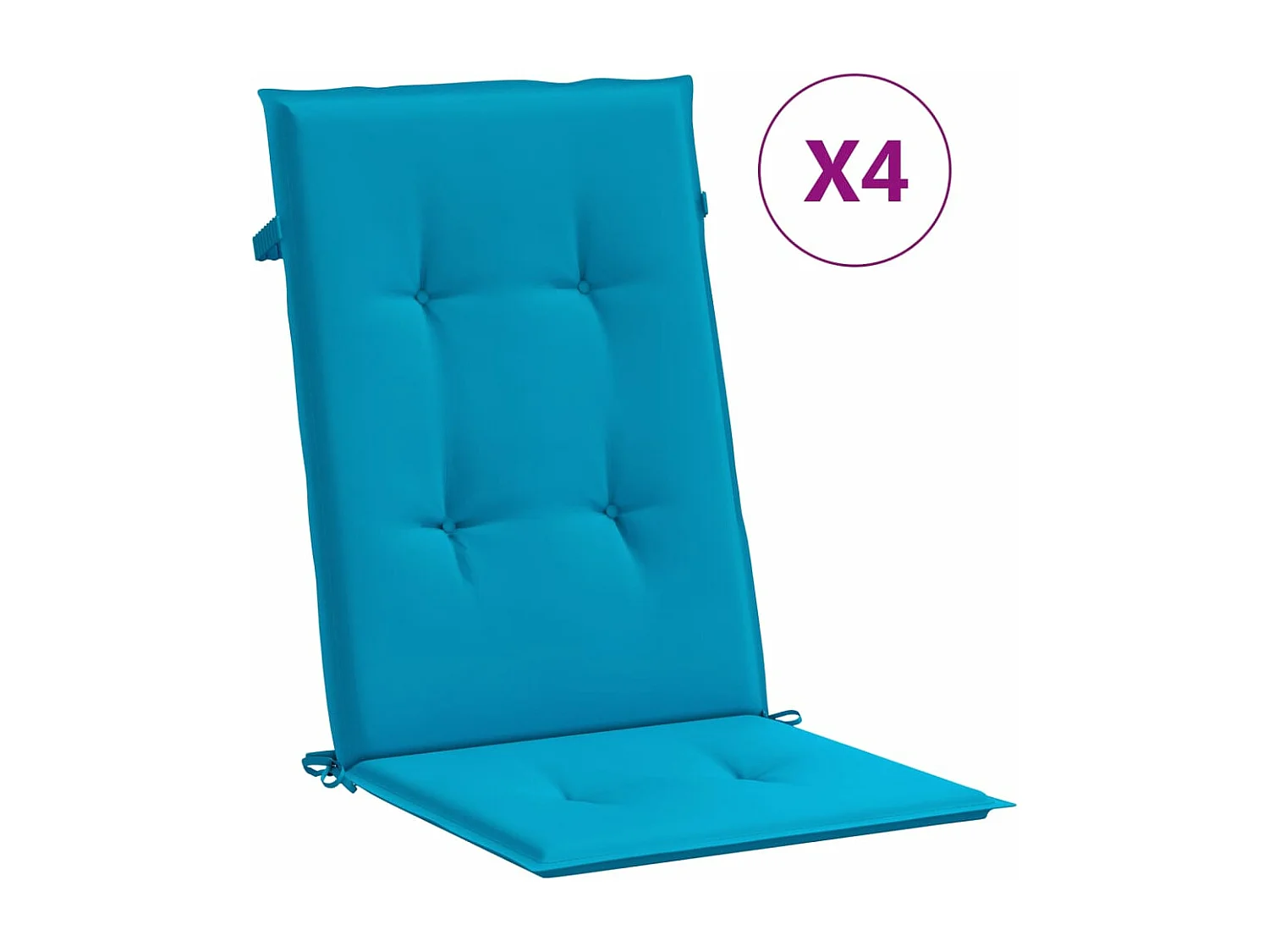 Coussins de chaise de jardin à dossier haut lot de 4 bleu tissu