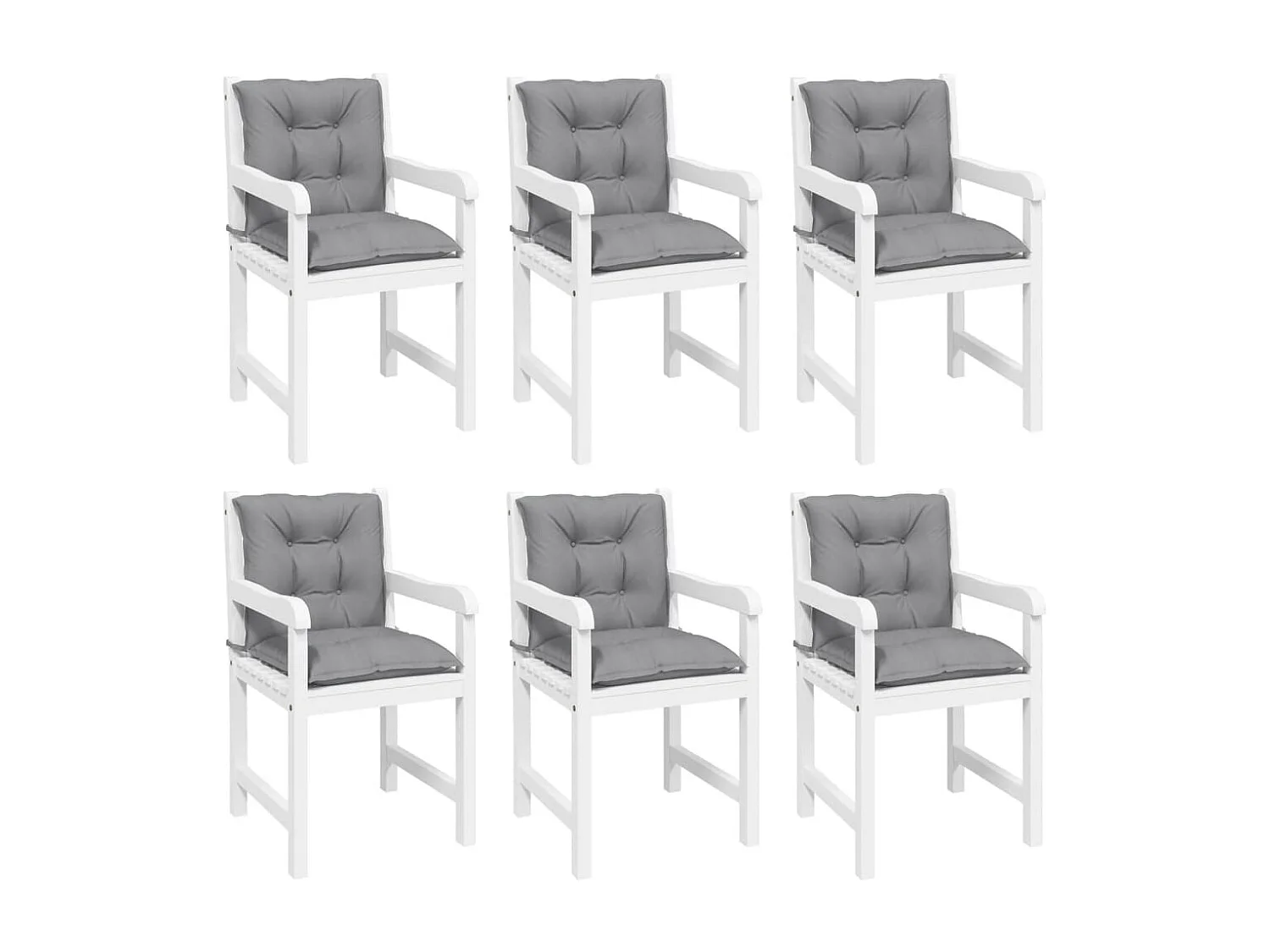 Coussins de chaise de jardin à dossier bas lot de 6 gris