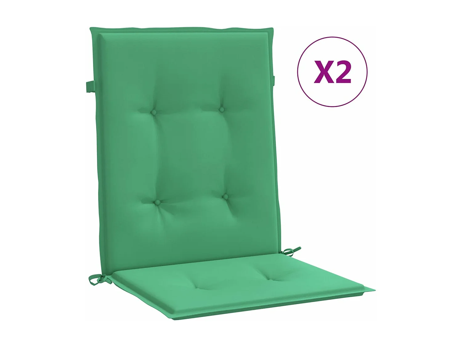 Coussins de chaise de jardin à dossier bas lot de 2 vert
