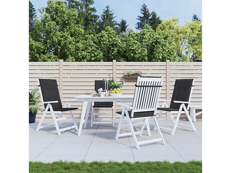 Coussins de chaise de jardin à dossier haut lot de 4 noir tissu
