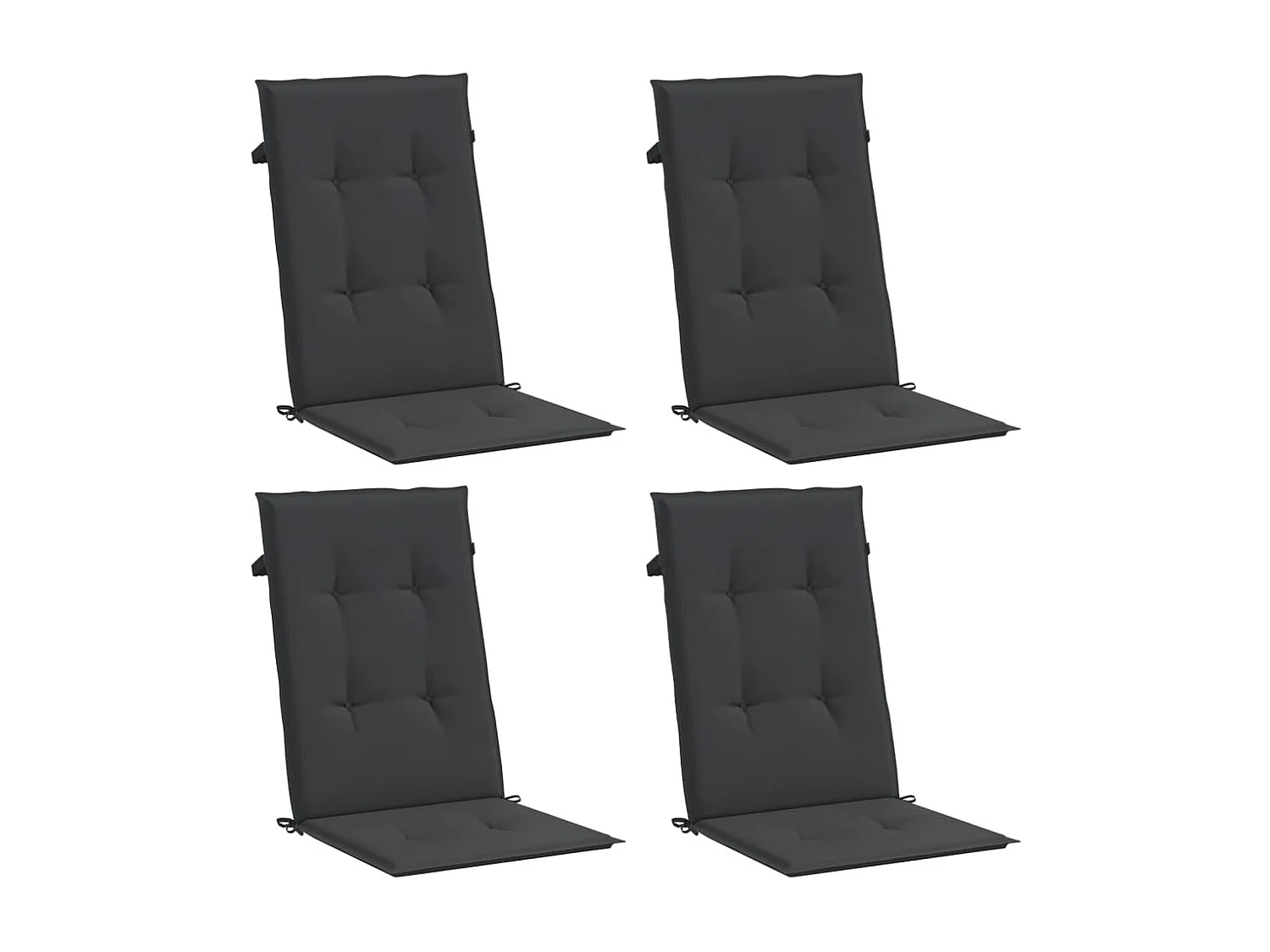 Coussins de chaise de jardin à dossier haut lot de 4 noir tissu