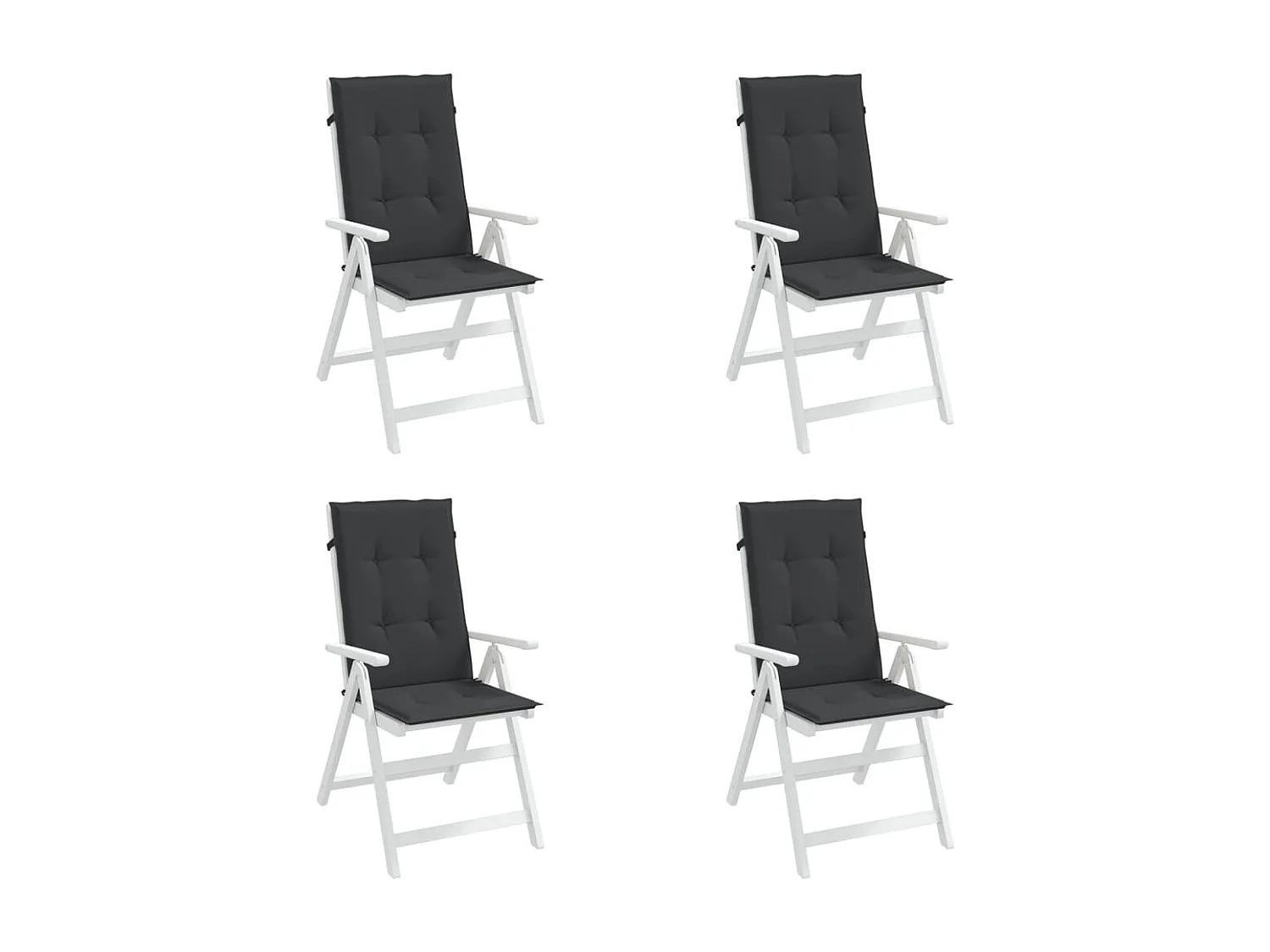 Coussins de chaise de jardin à dossier haut lot de 4 noir tissu
