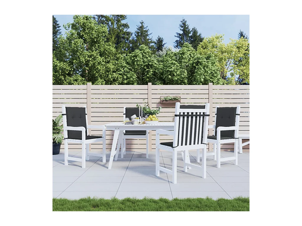 Coussins de chaise de jardin à dossier bas lot de 4 noir