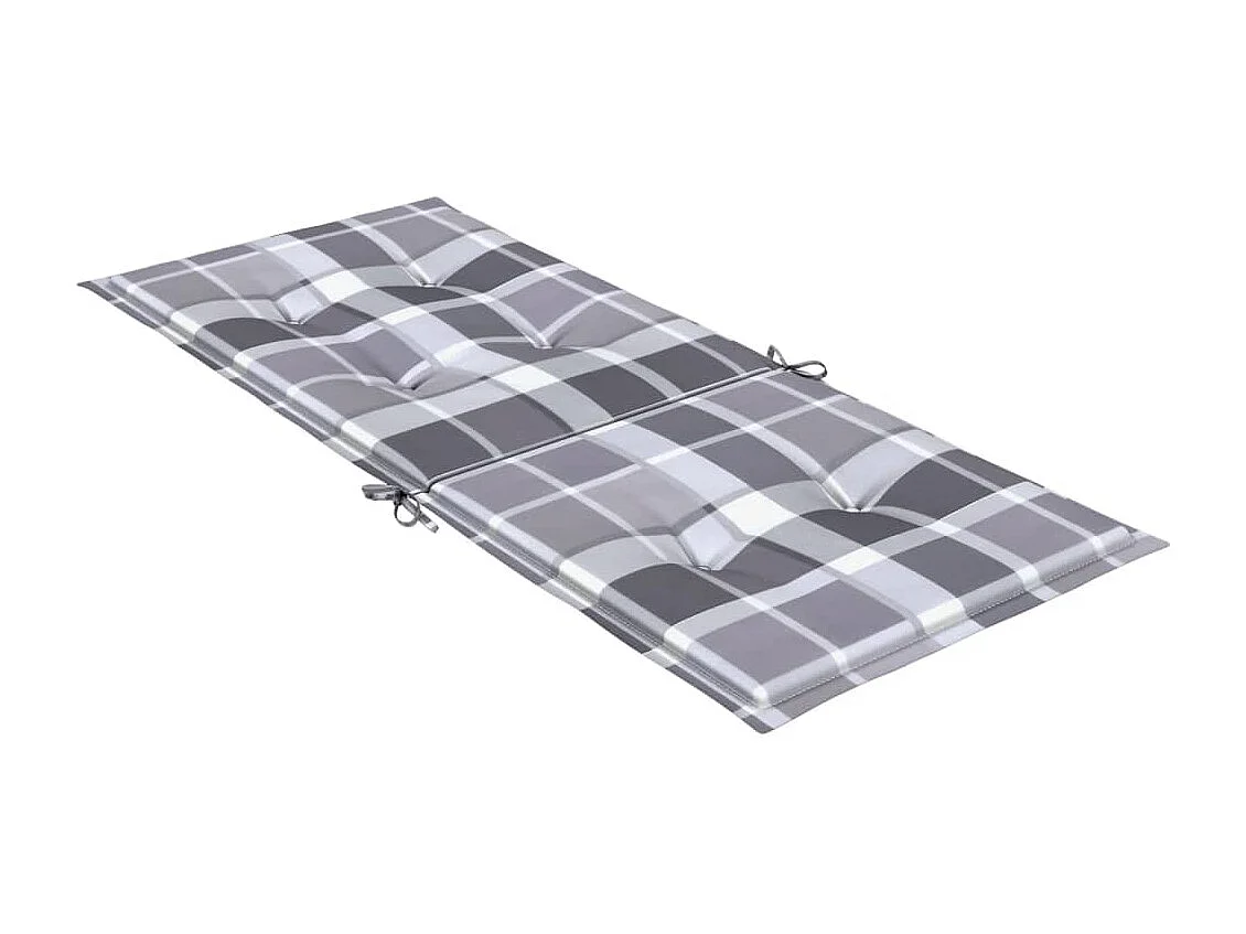 Coussins de chaise jardin à dossier haut lot de 6 carreaux gris