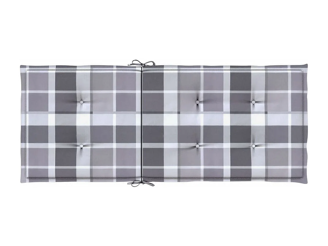 Cojín silla jardín respaldo alto 6 unidades cuadros gris 120x50x3 cm