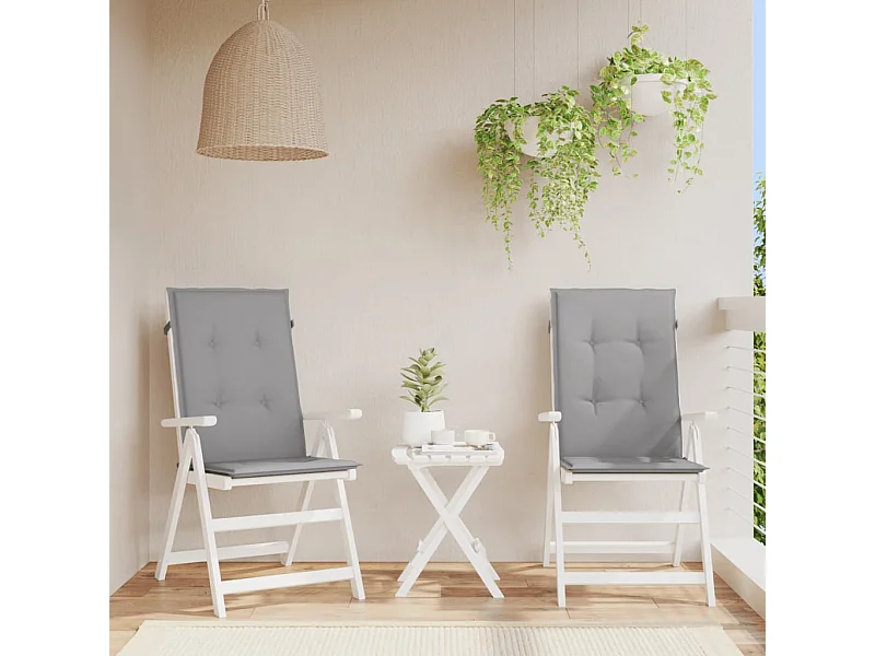 Cojín silla de jardín respaldo alto 2 unidades tela gris 120x50x3 cm