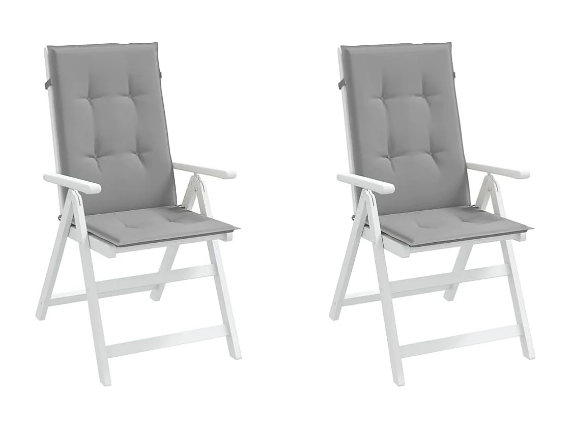 Coussins de chaise de jardin à dossier haut lot de 2 gris tissu