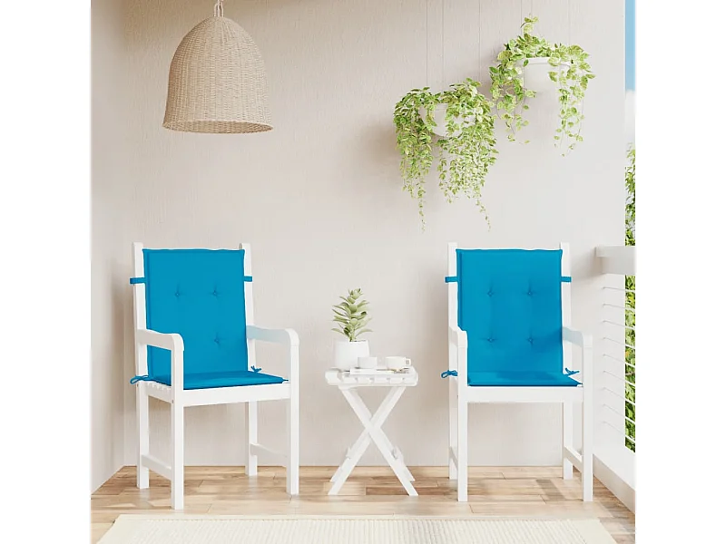Cojín silla jardín respaldo bajo 2 unidades tela Oxford azul