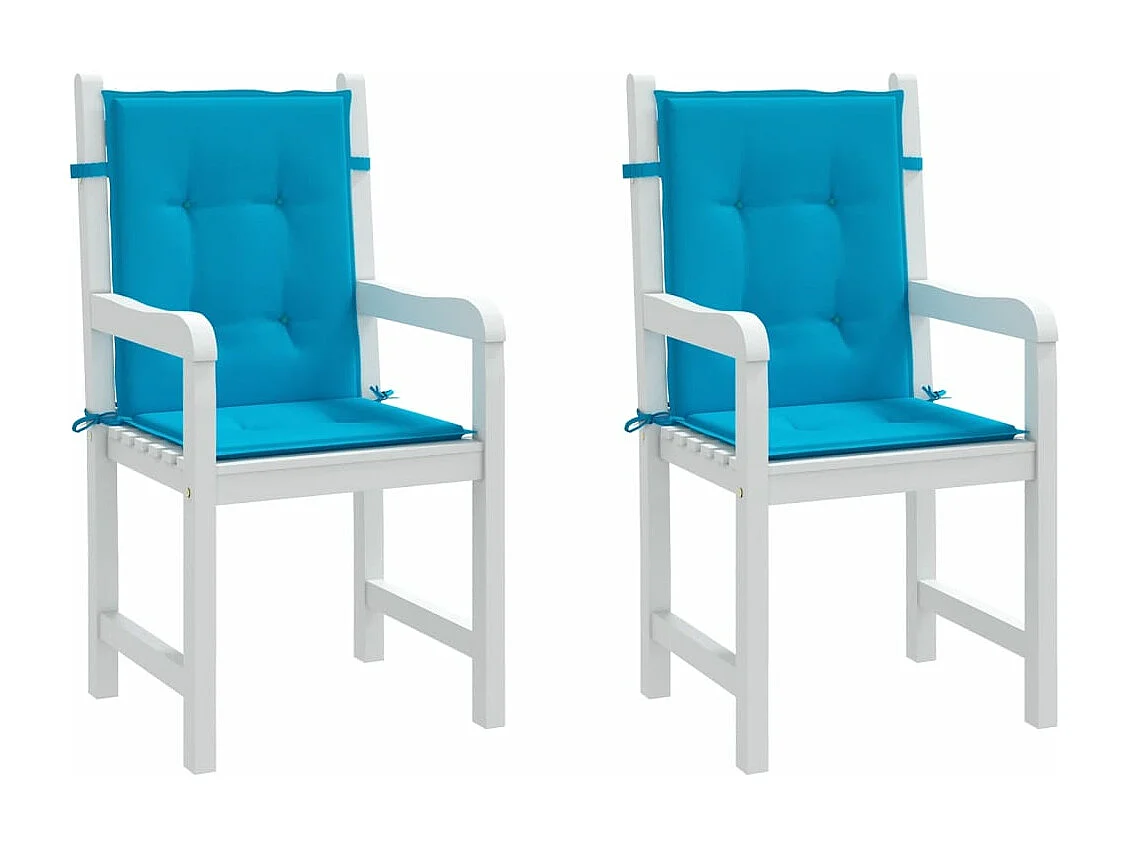 Coussins de chaise de jardin à dossier bas lot de 2 bleu