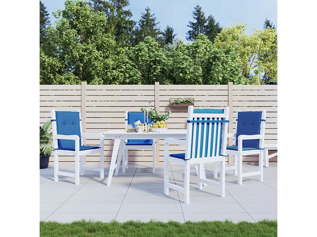 Coussins de chaise de jardin à dossier bas lot de 4 bleu royal