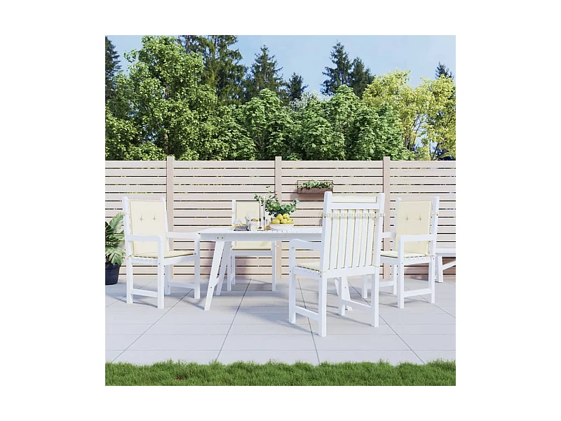 Coussins de chaise de jardin à dossier bas lot de 4 crème