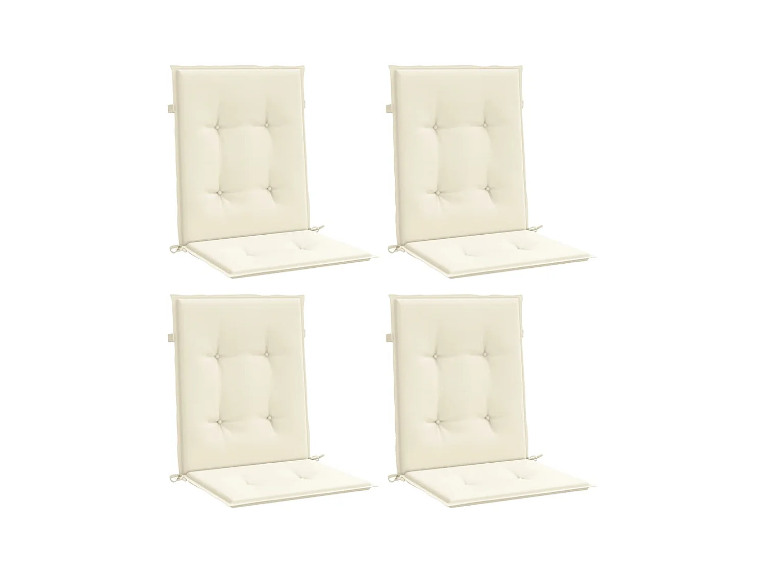 Coussins de chaise de jardin à dossier bas lot de 4 crème