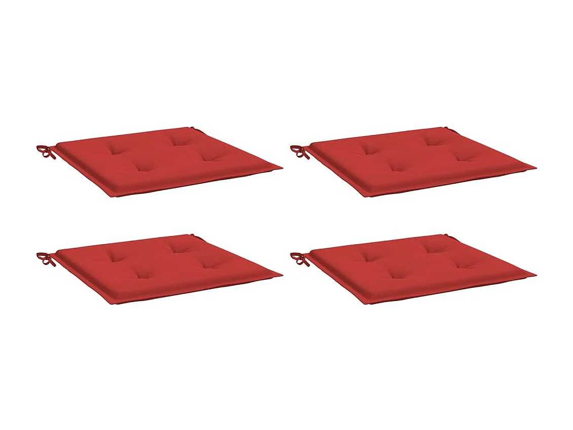 Cojines de silla de jardín 4 unidades tela rojo 40x40x3 cm