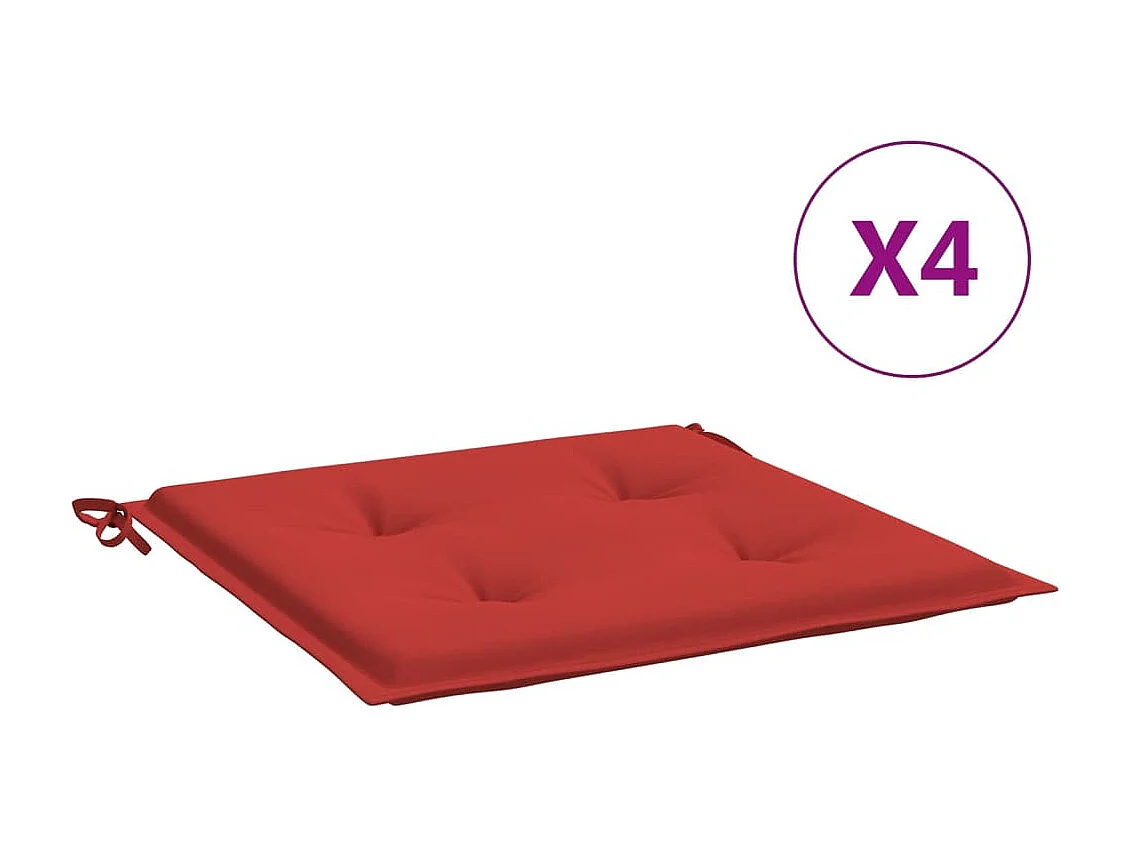 Coussins de chaise de jardin 4 pièces rouge 40x40x3cm tissu oxford