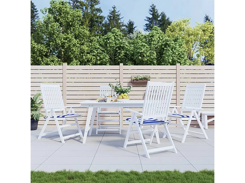 Almofadões para cadeira 2peças 50x50x3 cm tecido riscas azul/branco