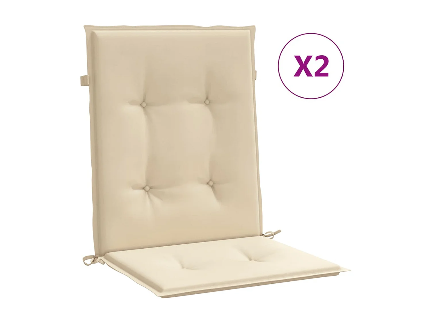 Coussins de chaise de jardin à dossier bas lot de 2 beige