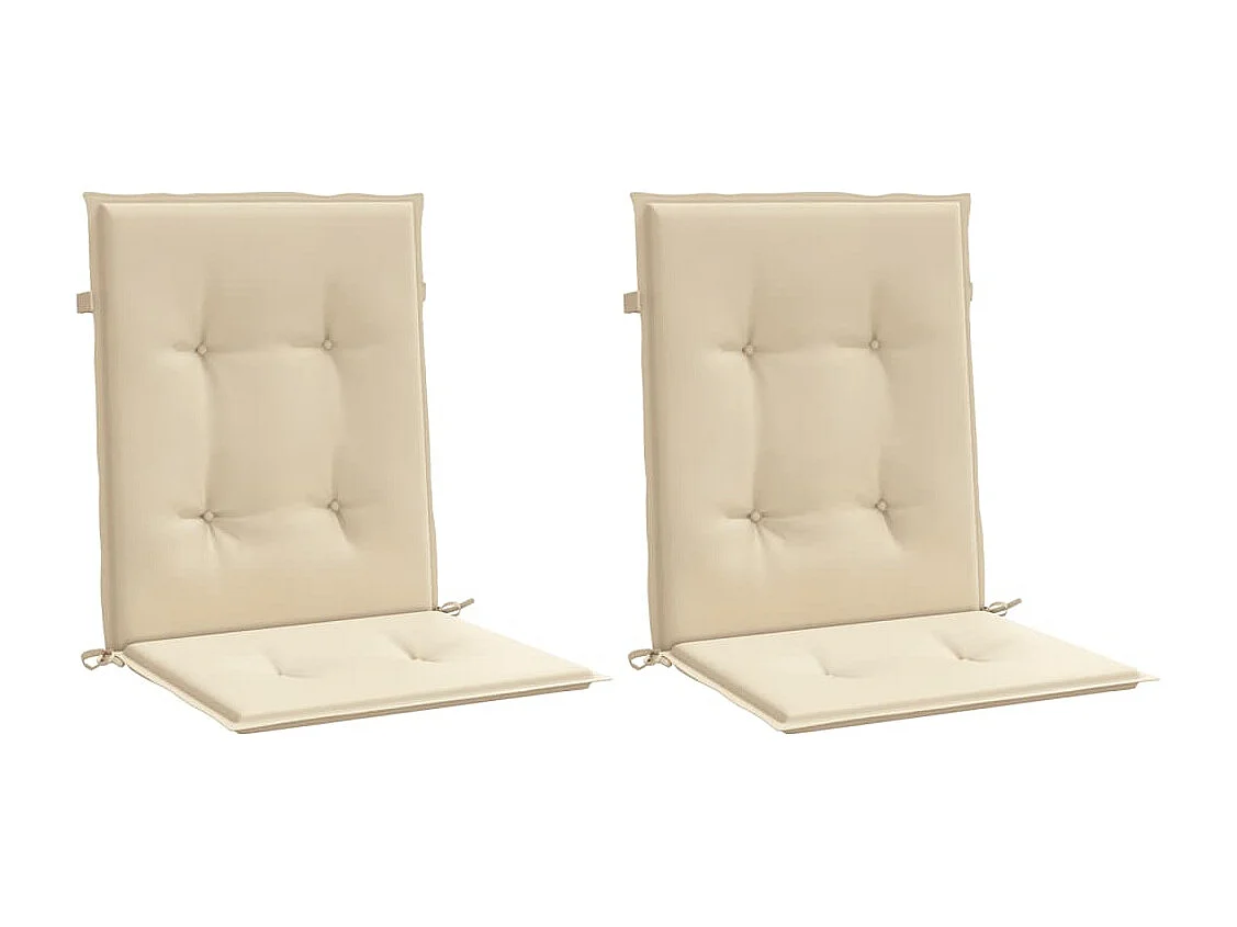 Coussins de chaise de jardin à dossier bas lot de 2 beige