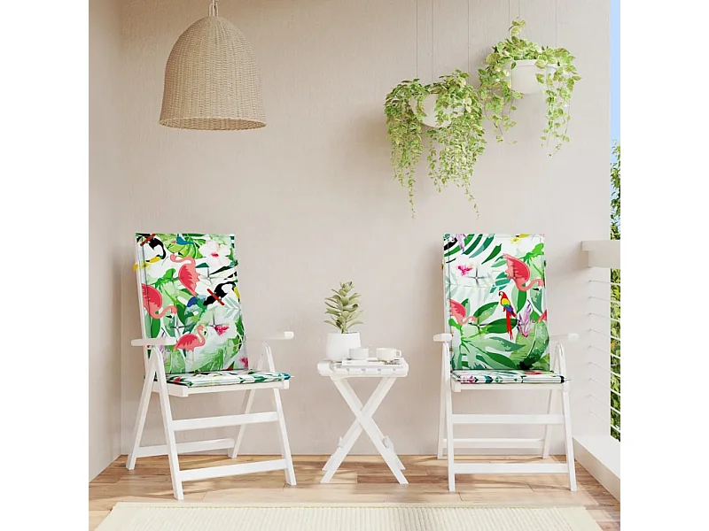 Coussins de chaise de jardin dossier haut lot de 2 multicolore