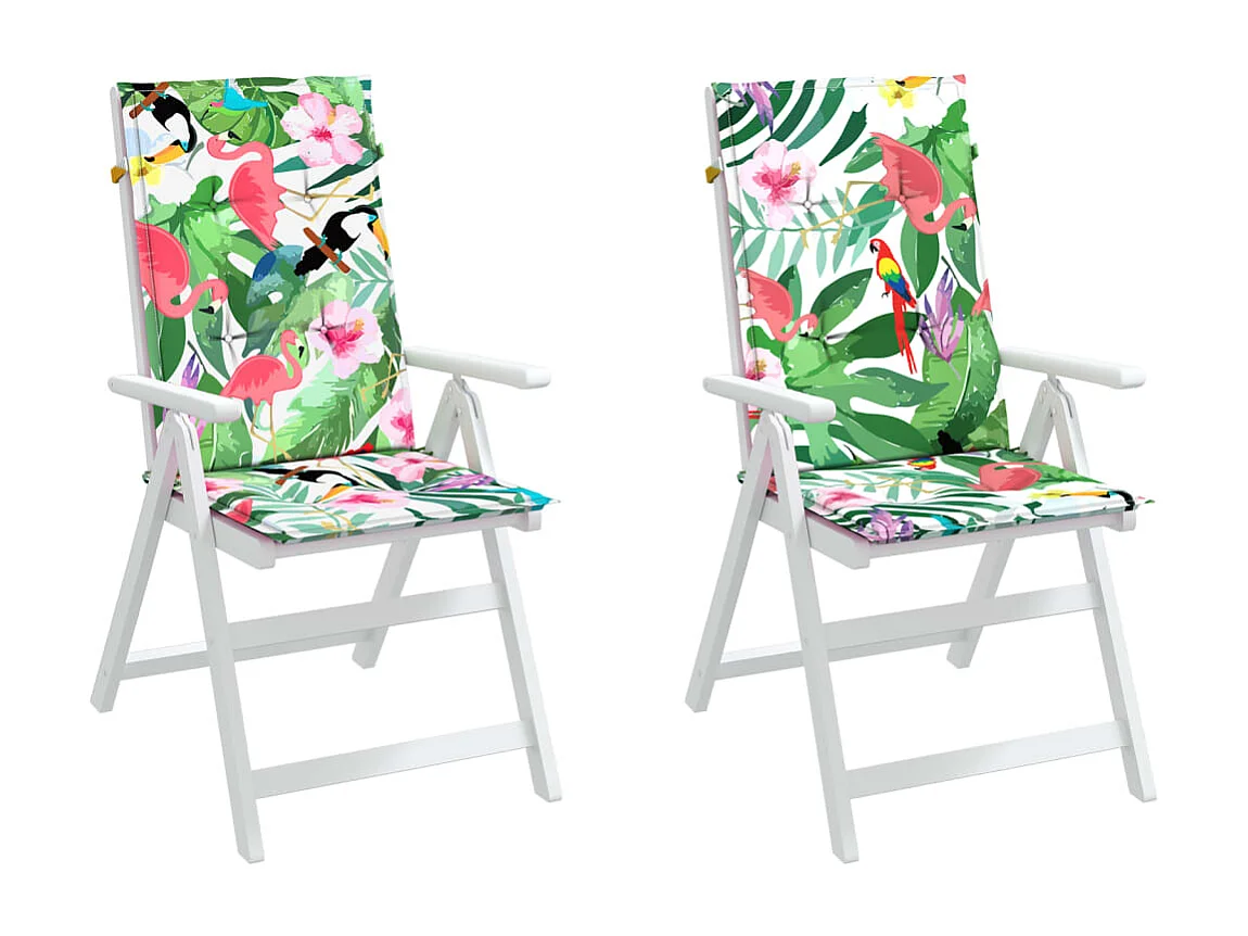 Coussins de chaise de jardin dossier haut lot de 2 multicolore