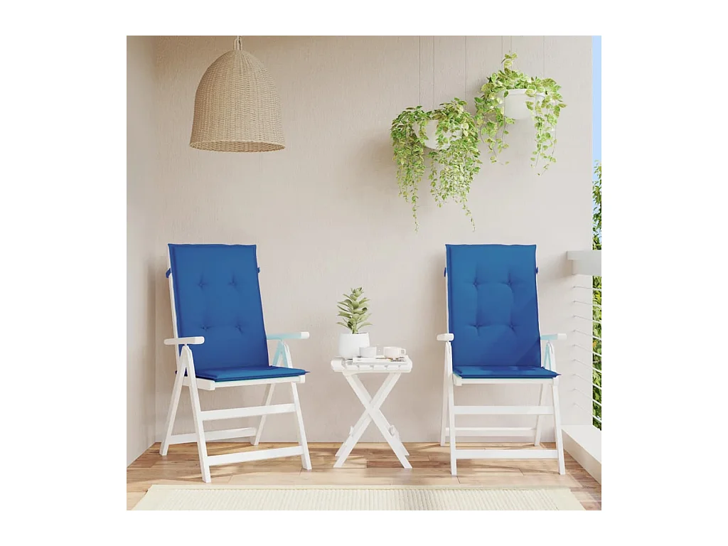 Coussins de chaise de jardin à dossier haut lot de 2 bleu royal